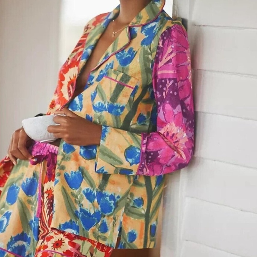 Anthropologie SET Roeqiya Fris Garden Bloom Flannel Pajama